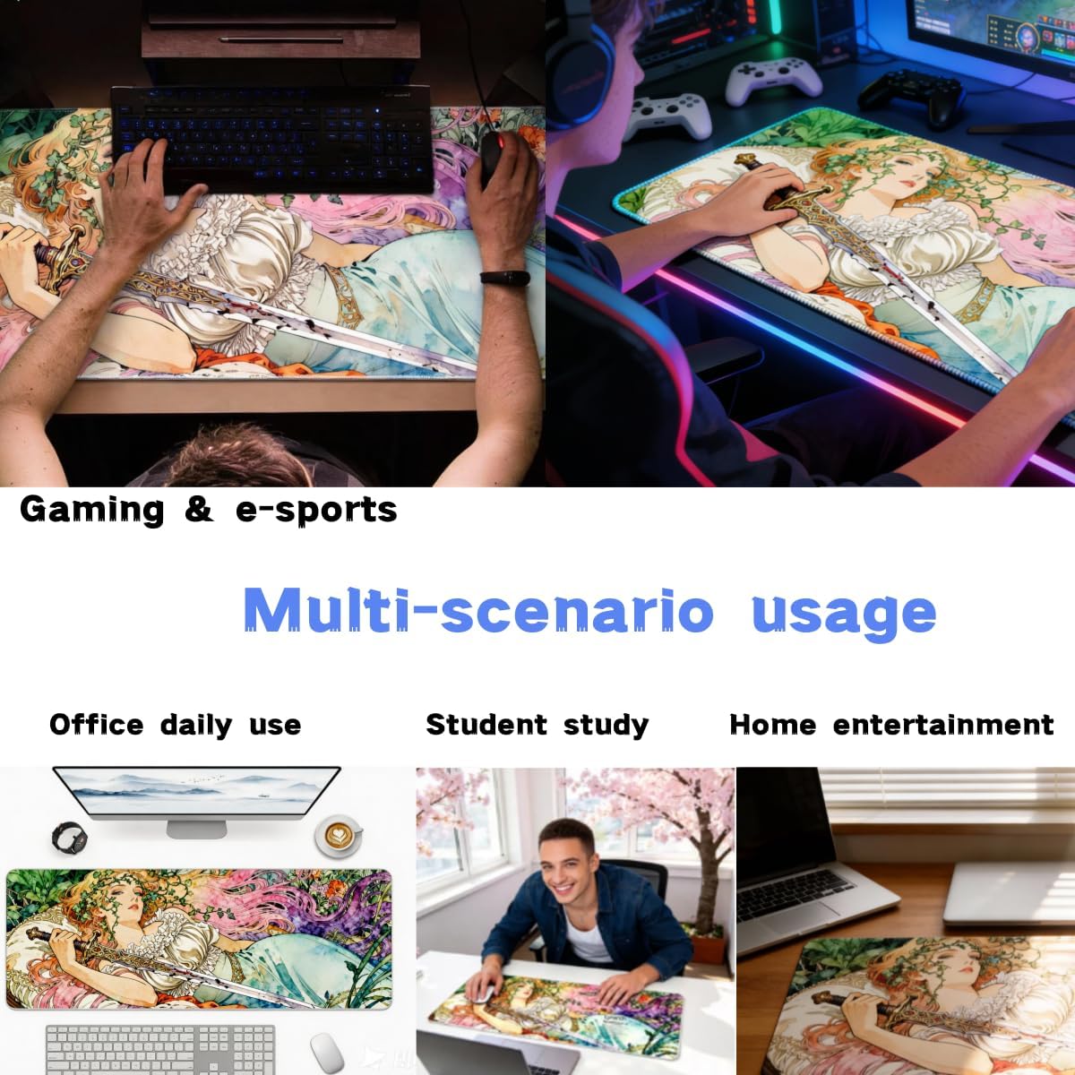 ANTNX Elthynne Secret Theme Gaming Mouse Pad XL, Expandable Large Mouse pad Desktop pad, Sewn Edge Mouse pad, Long Anti-Slip Rubber Mouse pad, 31.5 X 11.8 inches ANTNX.COM