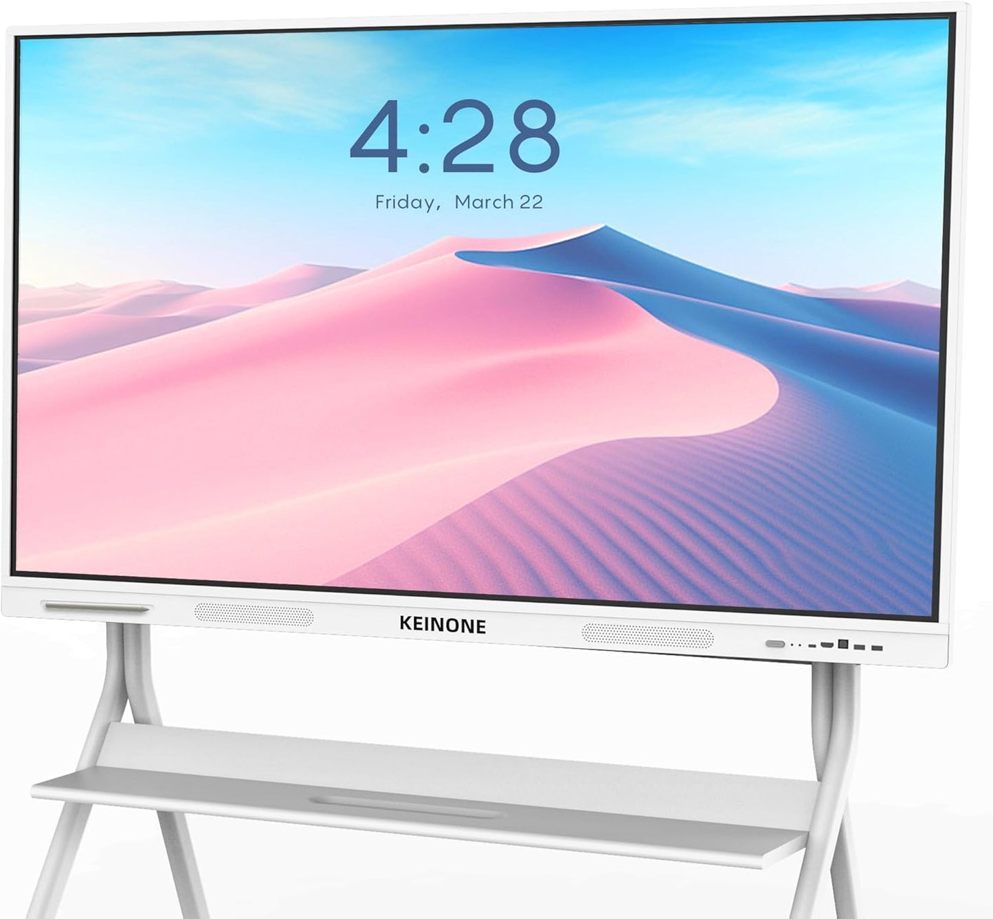 75" Smart Board Stand for Interactive Whiteboard, Mobile Stand with Four Lockable Wheels, Stable and Easy to Move for Home Office School Classroom (White)