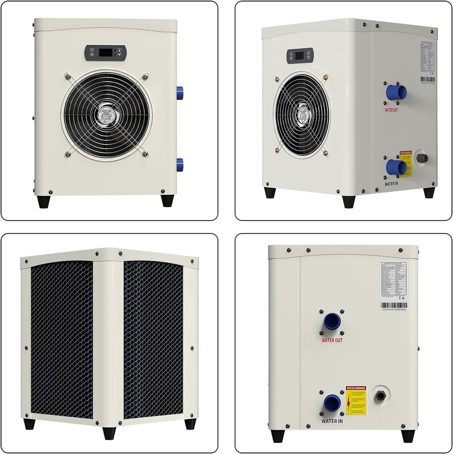 Pool Water Heater for Above Ground Pools,1.8 P Pool Heat Pump,14300 BTU/hr,Up to 2800 gallons,110V~120V/60Hz