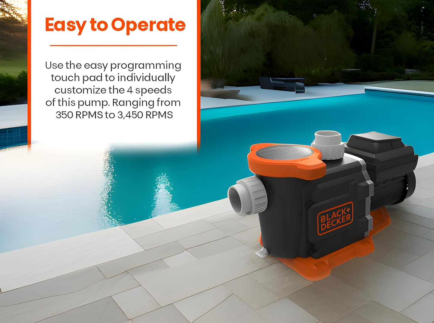 BLACK+DECKER Variable Speed Pool Pump Inground with Filter Basket, 1.5 HP