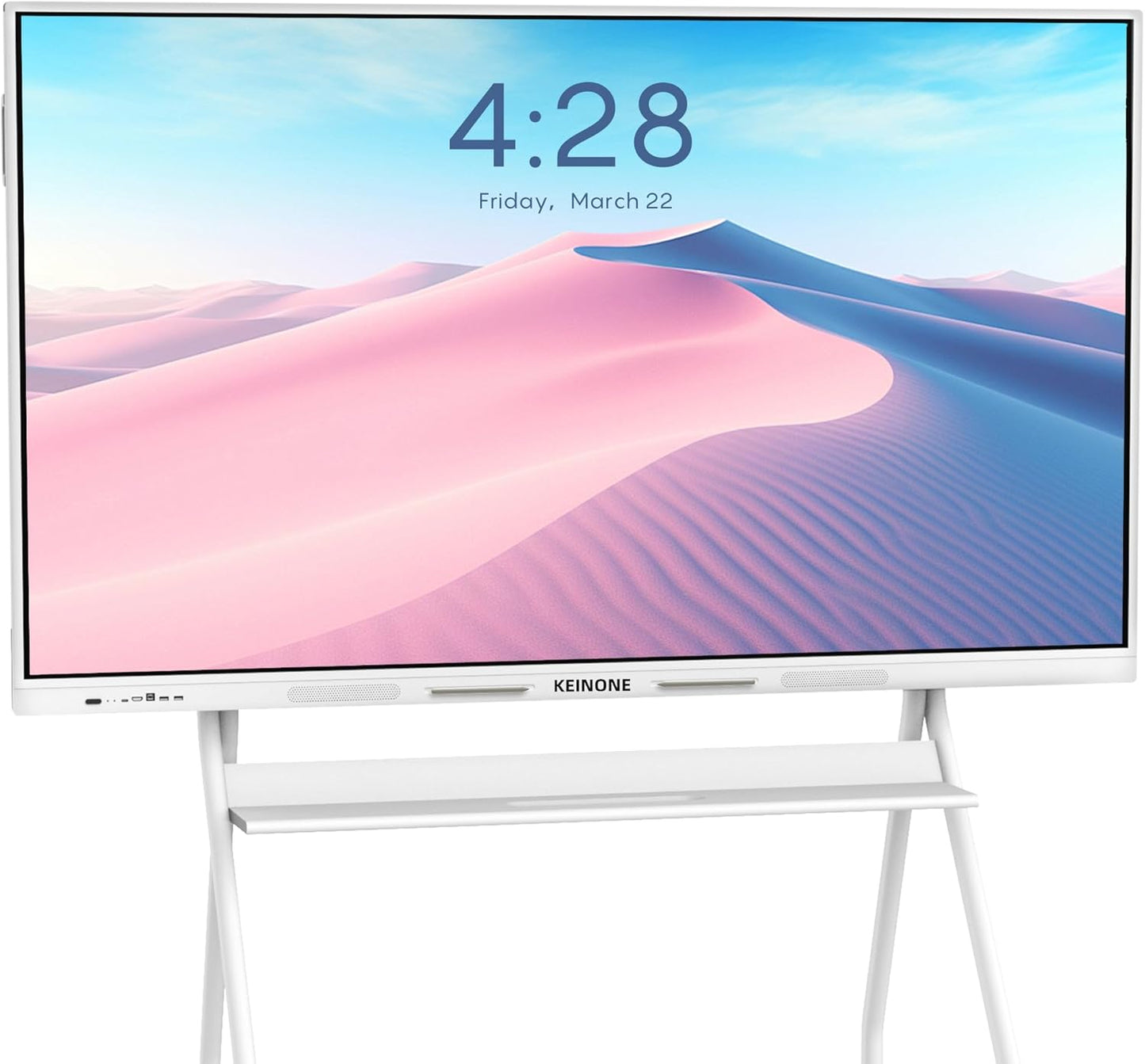 75" Smart Board Stand for Interactive Whiteboard, Mobile Stand with Four Lockable Wheels, Stable and Easy to Move for Home Office School Classroom (White)
