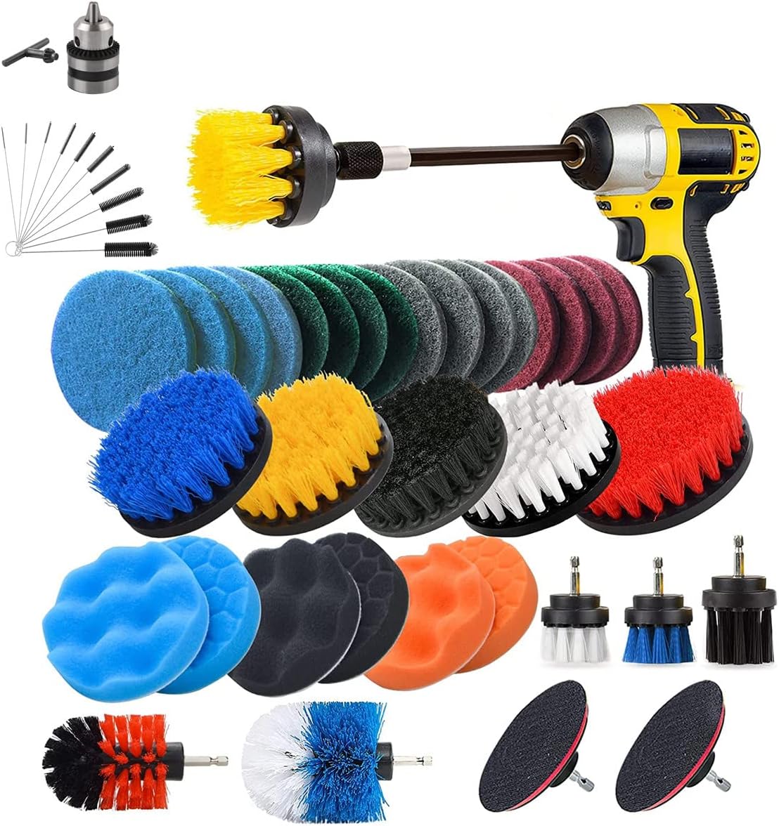 ANTNX 51 Piece Drill Brush Accessories Set, Matte pad and Sponge, Electric Matte Brush Band Extending Extended Extended Accessories Multi-Purpose Cleaning, Suitable for Grout, Tile, Sink, Bath ANTNX.COM