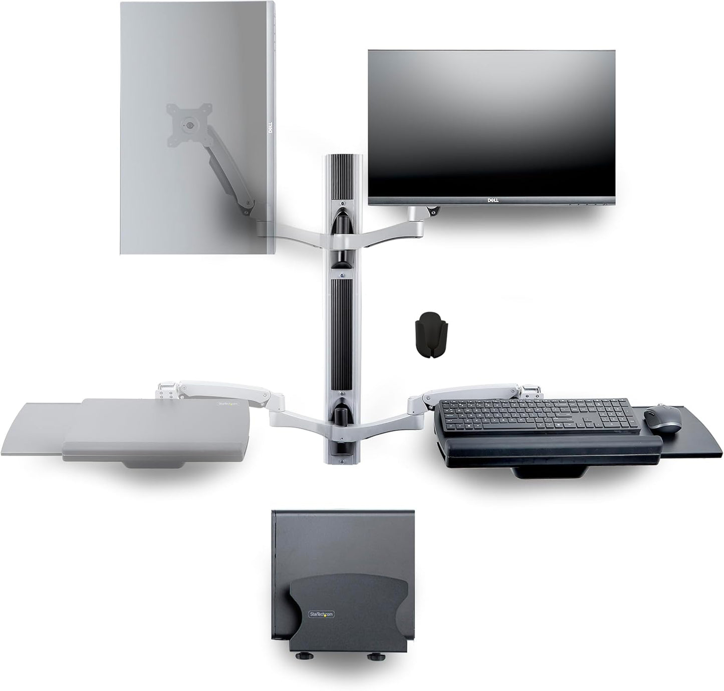 StarTech.com Wall Mount Workstation, VESA Mount for 32" Monitor (22lb/10kg), Fully Articulating Monitor Mount & Keyboard Tray