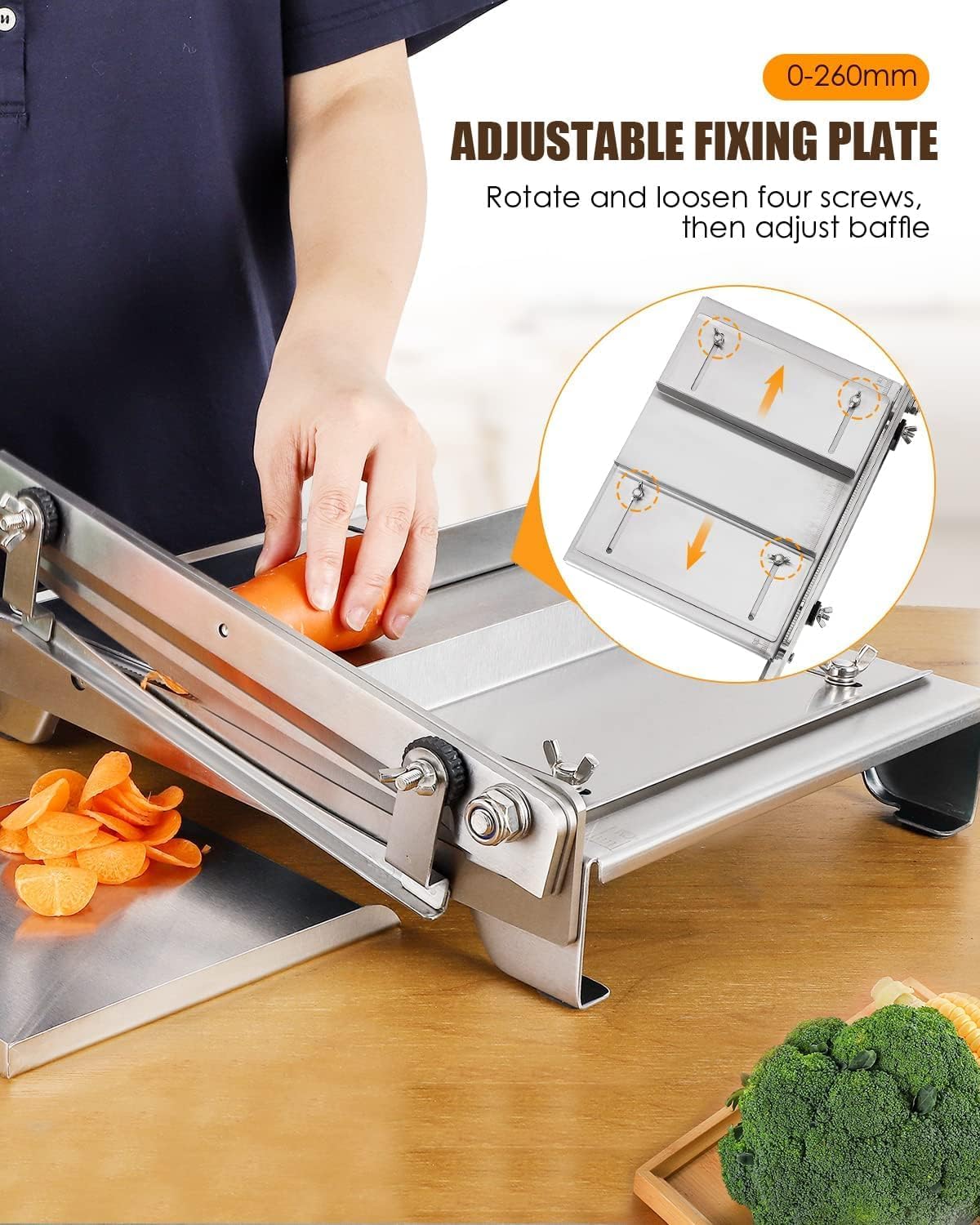 13.5 Inch Heavy Duty Double Blade Guillotine Cutter, Right-Hand Available, Commercial Grade Stainless Steel Meat Slicer for Ribs, Lamb Chops, Chinese Herbs & Ejiao Cake
