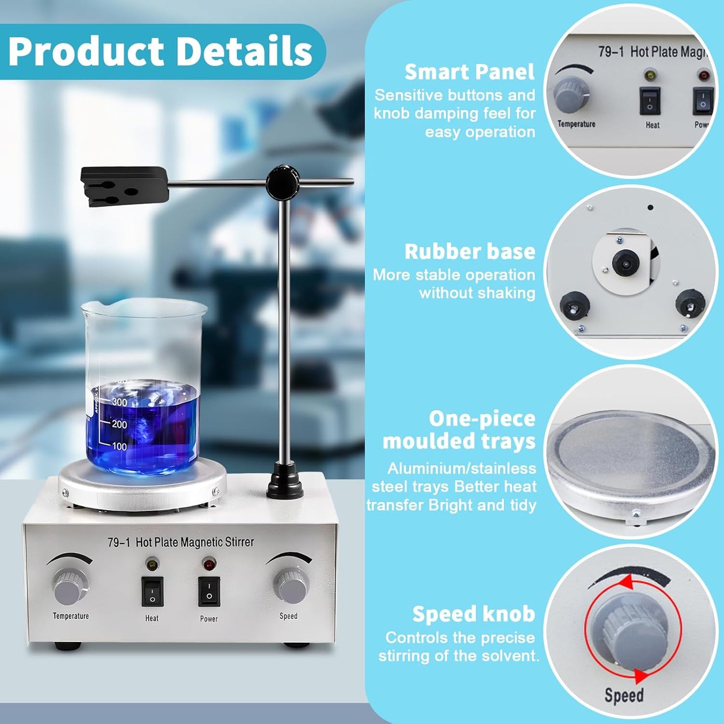Xoxomeg Magnetic Stirrer Hot Plate Mixer, 79-1 Lab Stirrers Hotplate Max 2400 RPM, Stable Stepless Stirring, for Scientific Research, Laboratory Study