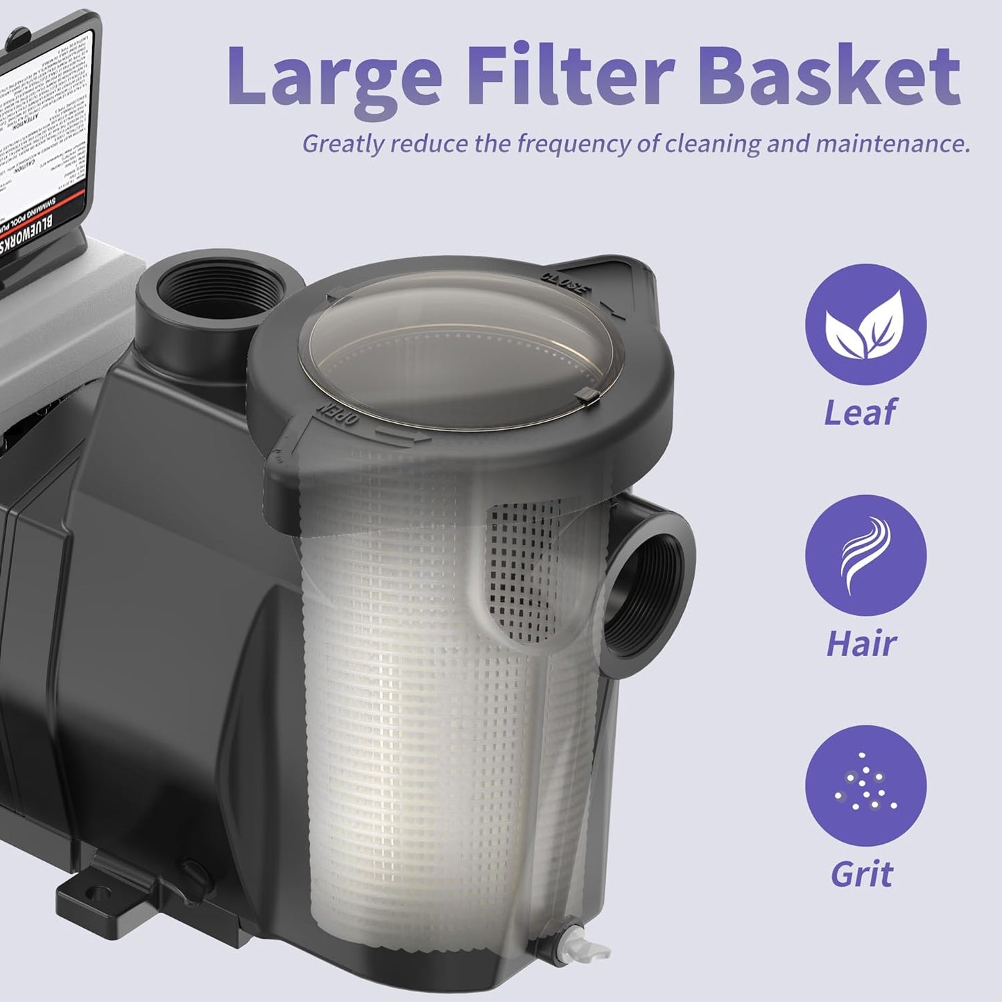 BLUE WORKS 1.5HP Variable Speed Pool Pump, Inground Swimming Pool Pump, 230V, 2 Years Warranty, BLPVS2015P