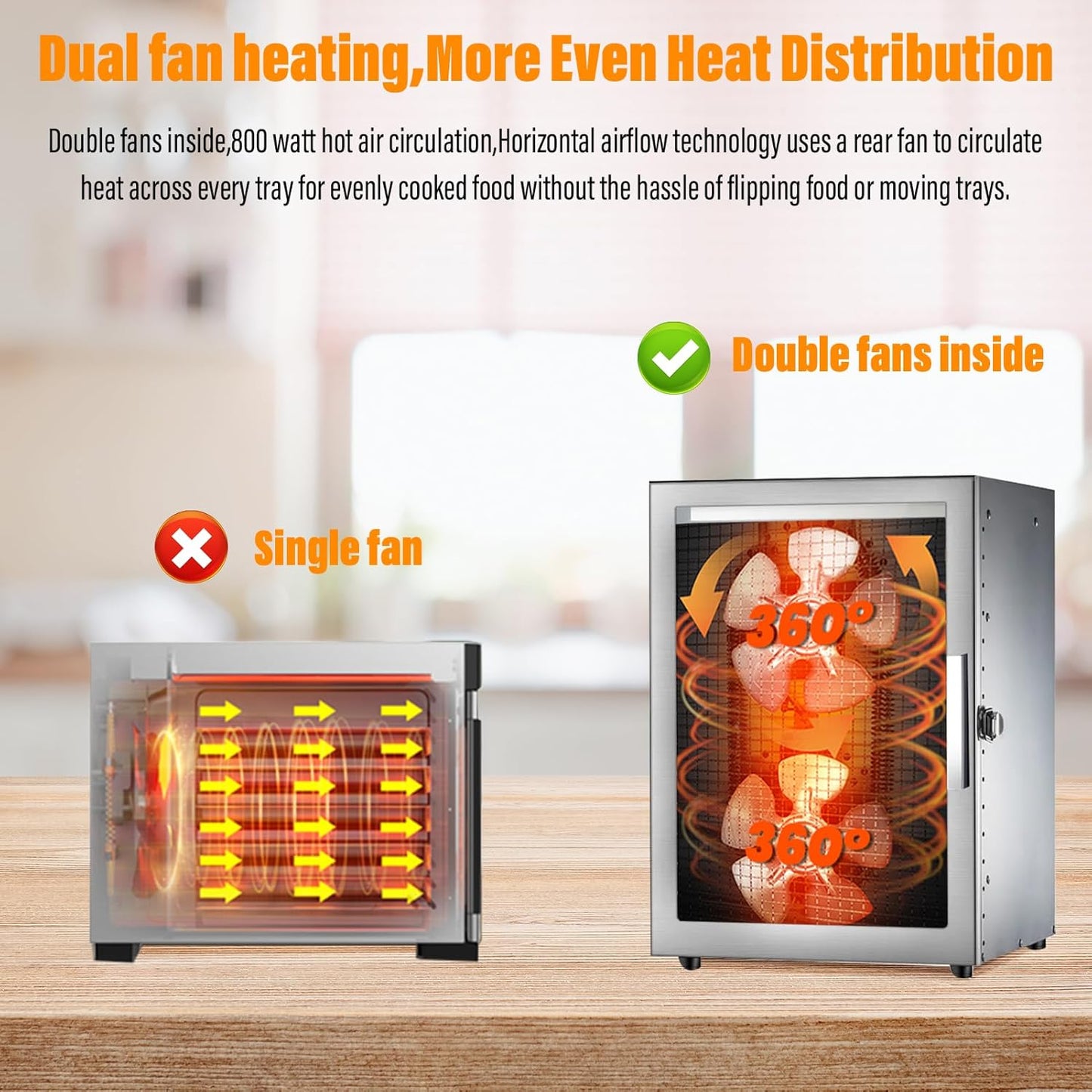Xoxomeg Commercial Food Dehydrator,12 Trays Stainless Steel Dry Fruit Machine,20-90° Temperature Control,24 Hours Timer,Dual Fan Design,for Herb, Meat, Fruit and Vegetables