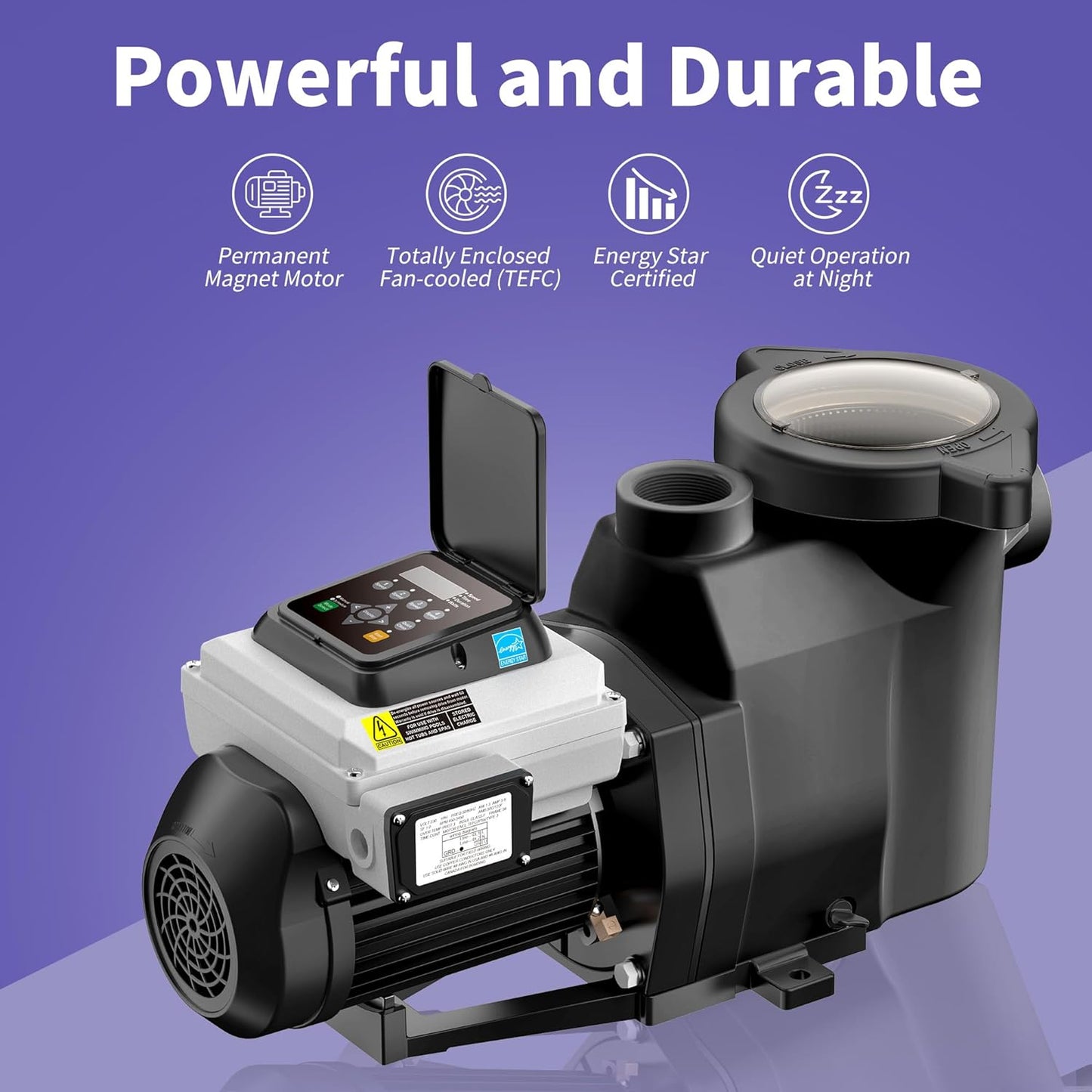 BLUE WORKS 1.5HP Variable Speed Pool Pump, Inground Swimming Pool Pump, 230V, 2 Years Warranty, BLPVS2015P