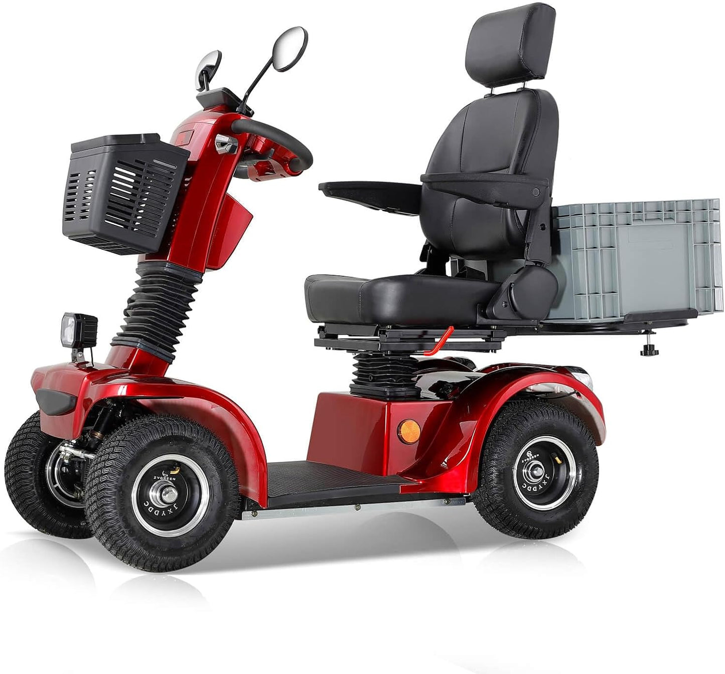 Xmatch Mobility Scooters for Adults & Seniors, Heavy Duty 4-Wheel Medical Electric Powered Wheelchair Device, Elderly-Rear Box 360 Degree Adjustable Seat (Red)