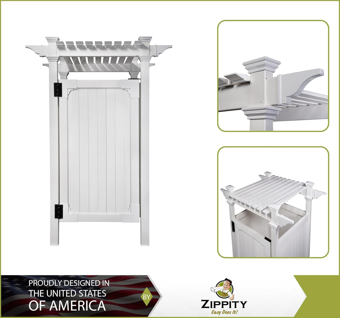 Outdoor Products ZP19009 Hampton Outdoor Shower Enclosure, White, 36" x 36"