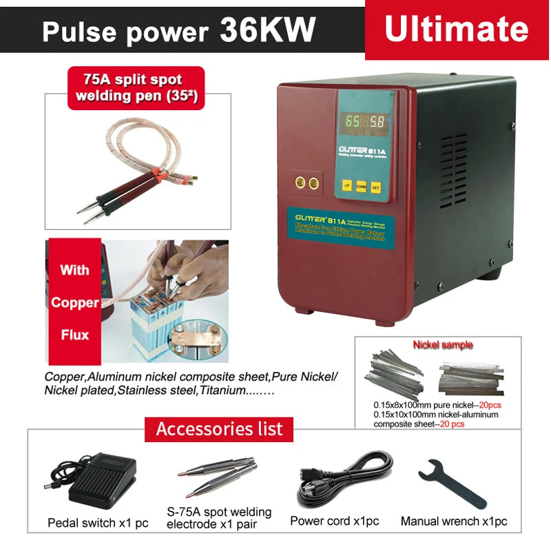 811A Lithium Battery Spot Welder 36KW 720J Capacitor Inverter Energy Storage Pulse Handheld Welding Machine Spot Weld Equipment