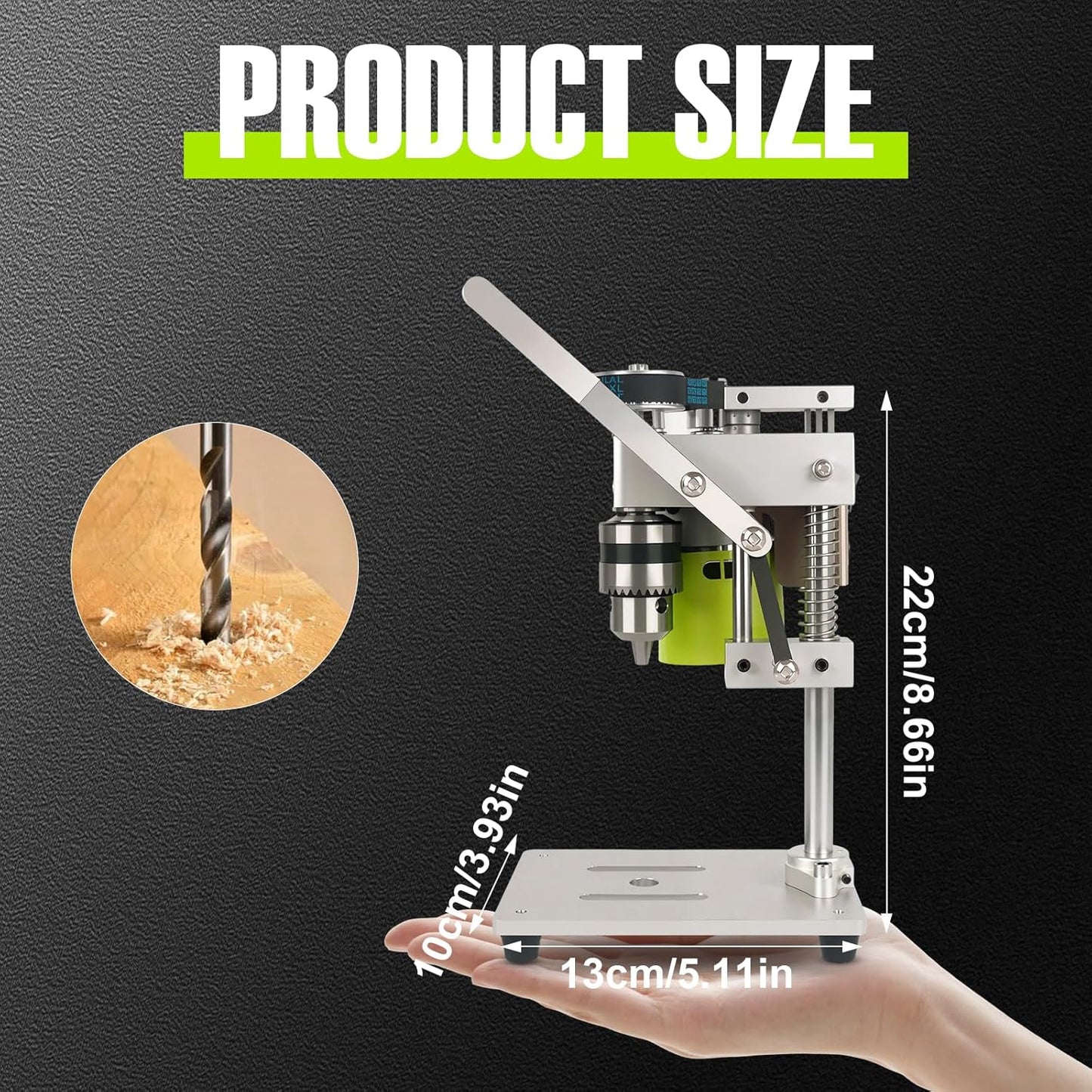 Xoxomeg Mini Drill Press, 200W Benchtop Drill Press, Portable Electric Drilling Machine with 1.5-10mm Chuck, 7-Speed (1000-4500 RPM), for Metal Wooden Jewelry DIY and Crafts Projects