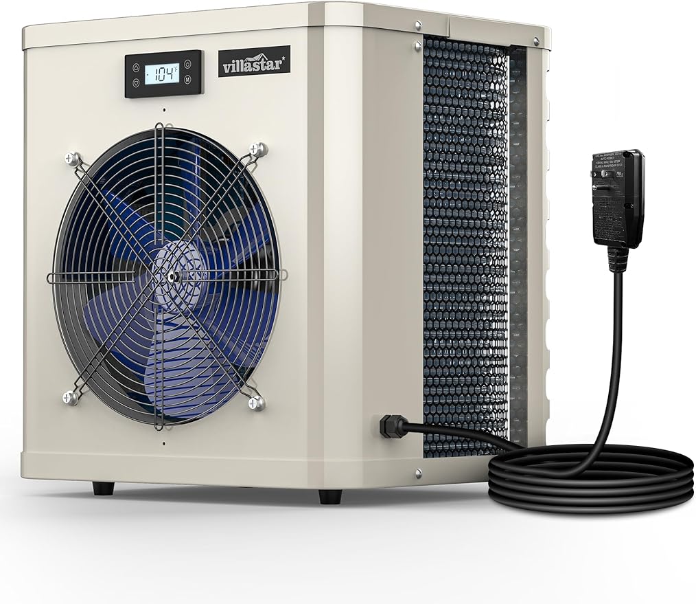 Pool Heater for Above Ground Pool, Pool Heater for Inground Pools, Pool Heaters Pumps 16000 BTU/hr Up to 5000 gallons, Fit 15/18/24 Foot Pool, 110V 120V Electric Pool Heat Pump Above Ground