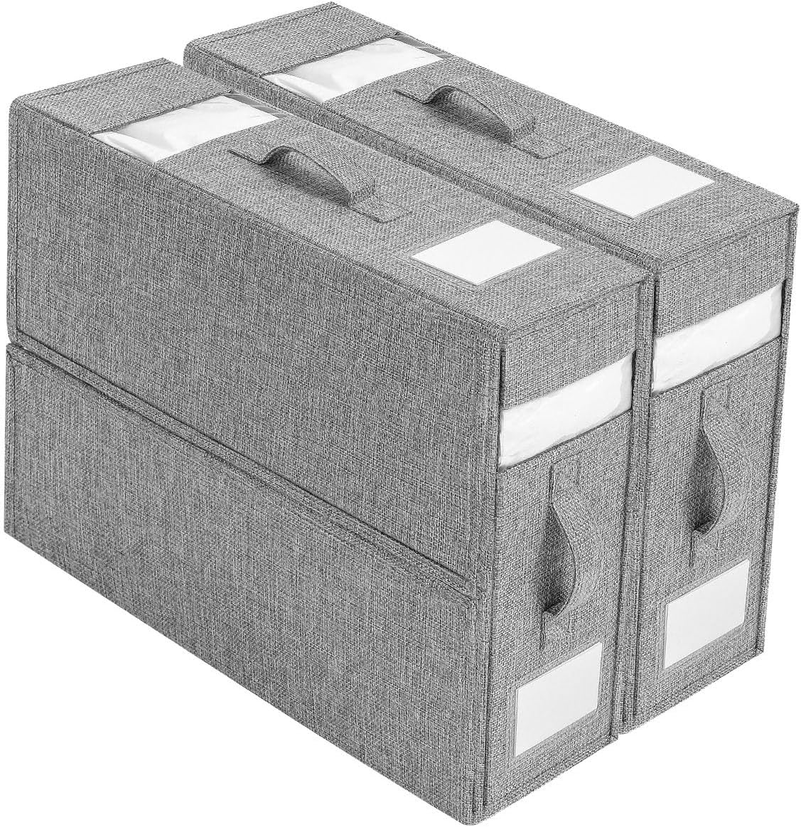 ANTNX Sheet set Storage Bag 2 pieces linen sheet cover Foldable storage box with handle for Blanket Bedding Set (grey)