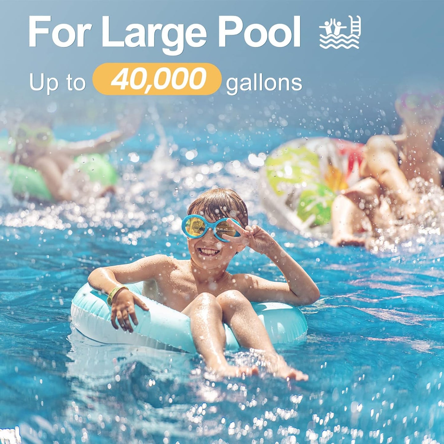 Salt Chlorine Generator - up to 40K gallons Inground Pool, Saltwater Pool System, 2 Years Limited USA Warranty, White