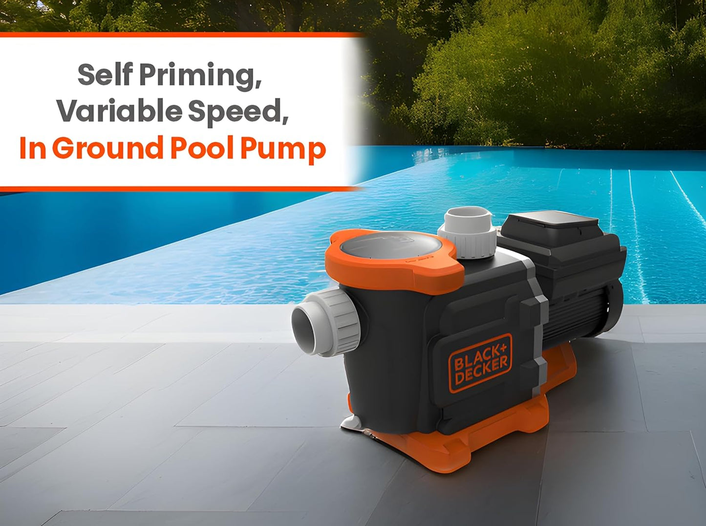 BLACK+DECKER Variable Speed Pool Pump Inground with Filter Basket, 1.5 HP