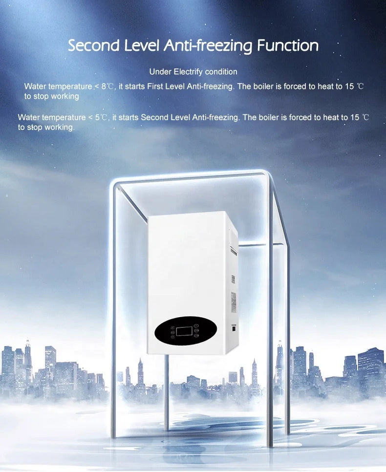 8kw 12kw CE Intelligent wall mounted LED display WiFi control underfloor home central heating system electric combi boiler