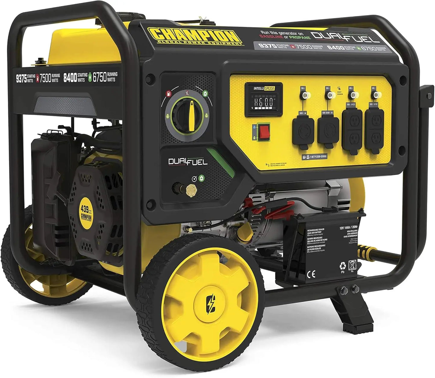 9375 Watt Dual Fuel Portable Generator Electric Start easily monitor power output and track maintenance intervals