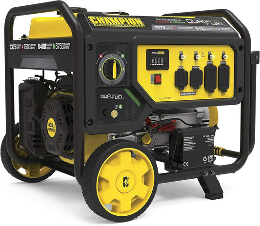 9375 Watt Dual Fuel Portable Generator Electric Start easily monitor power output and track maintenance intervals