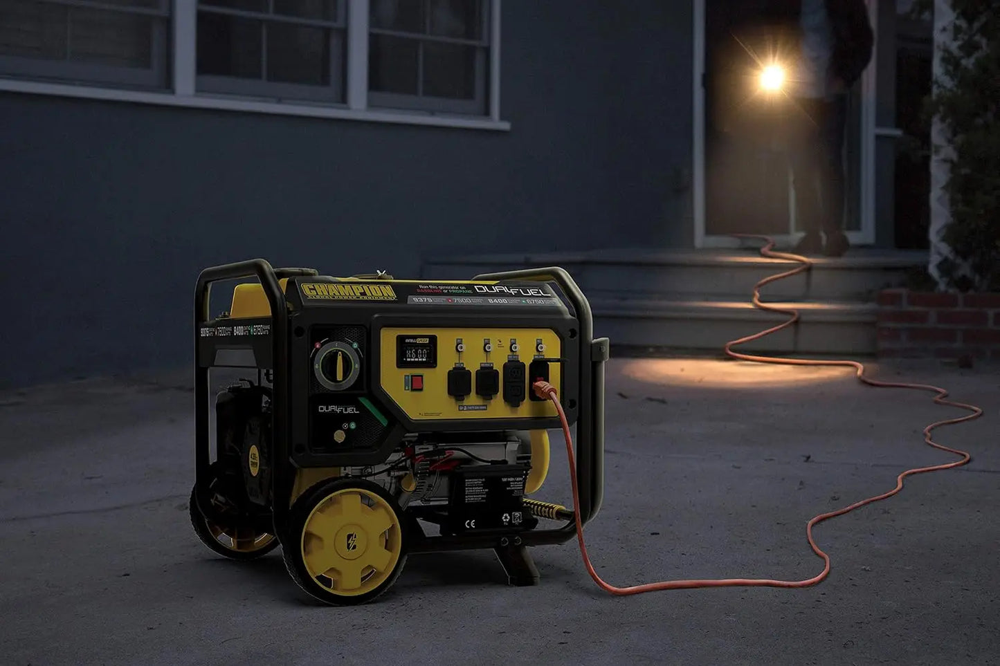 9375 Watt Dual Fuel Portable Generator Electric Start easily monitor power output and track maintenance intervals