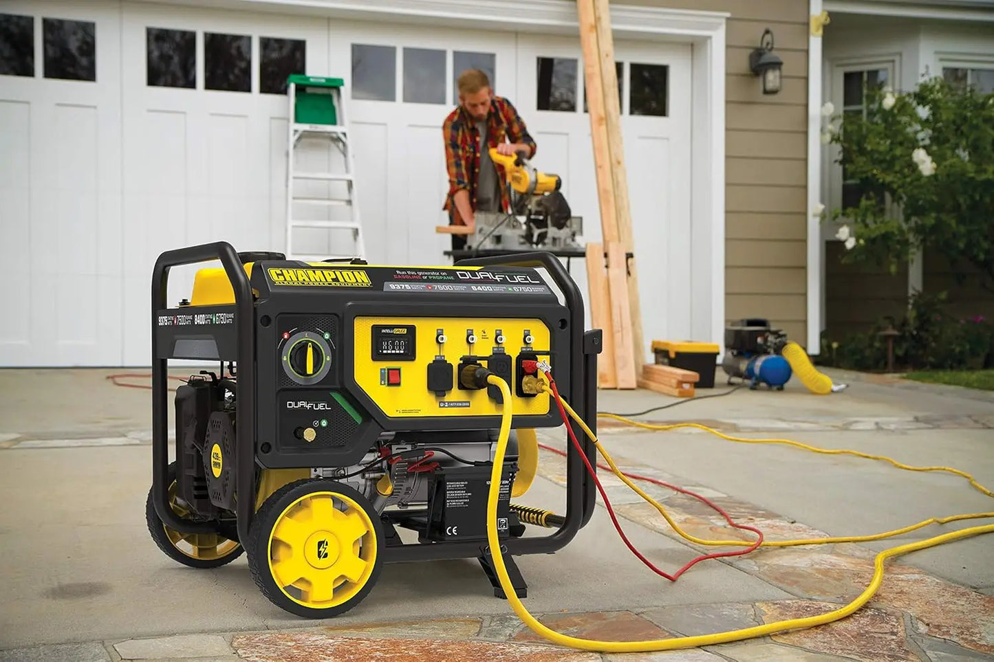 9375 Watt Dual Fuel Portable Generator Electric Start easily monitor power output and track maintenance intervals