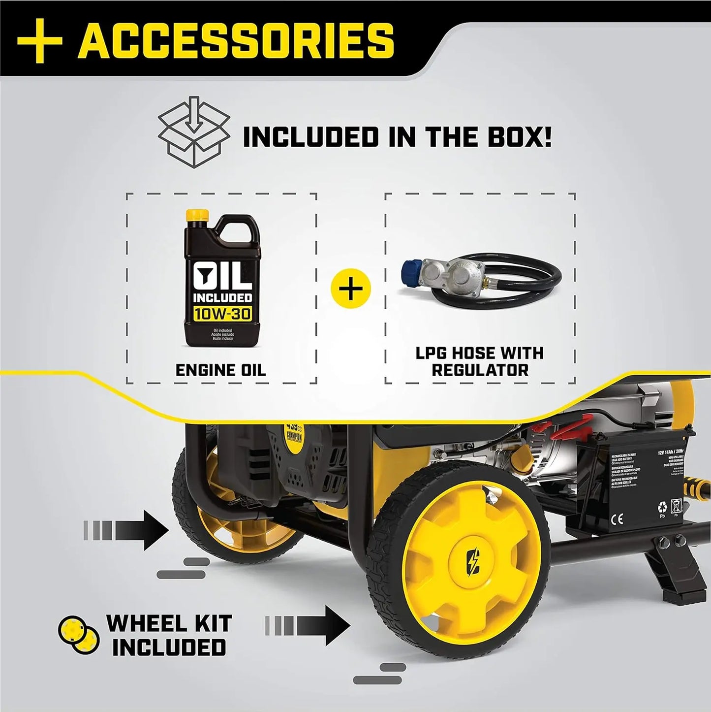 9375 Watt Dual Fuel Portable Generator Electric Start easily monitor power output and track maintenance intervals