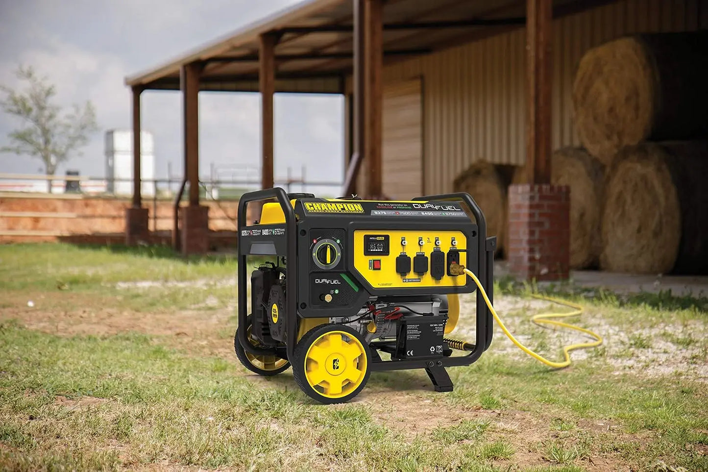 9375 Watt Dual Fuel Portable Generator Electric Start easily monitor power output and track maintenance intervals