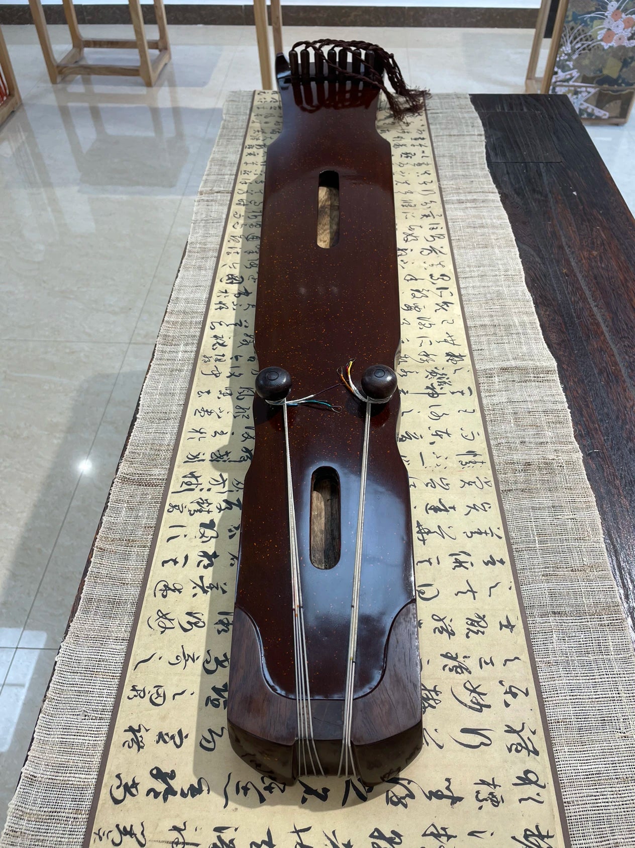 MMOOKA 98cm mini guqin fu xi shorty Lyre 7 Strings Ancient Chinese Zither Musical Instruments zither and Case solid AAA fir wood Guqin