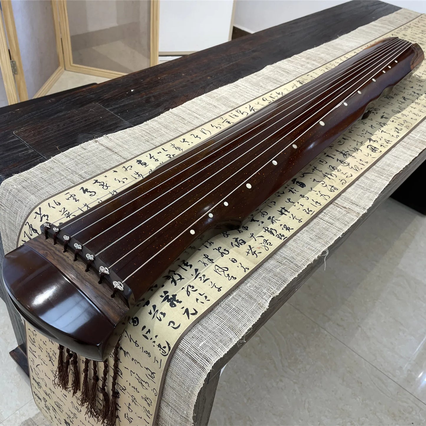 MMOOKA 98cm mini guqin fu xi shorty Lyre 7 Strings Ancient Chinese Zither Musical Instruments zither and Case solid AAA fir wood Guqin