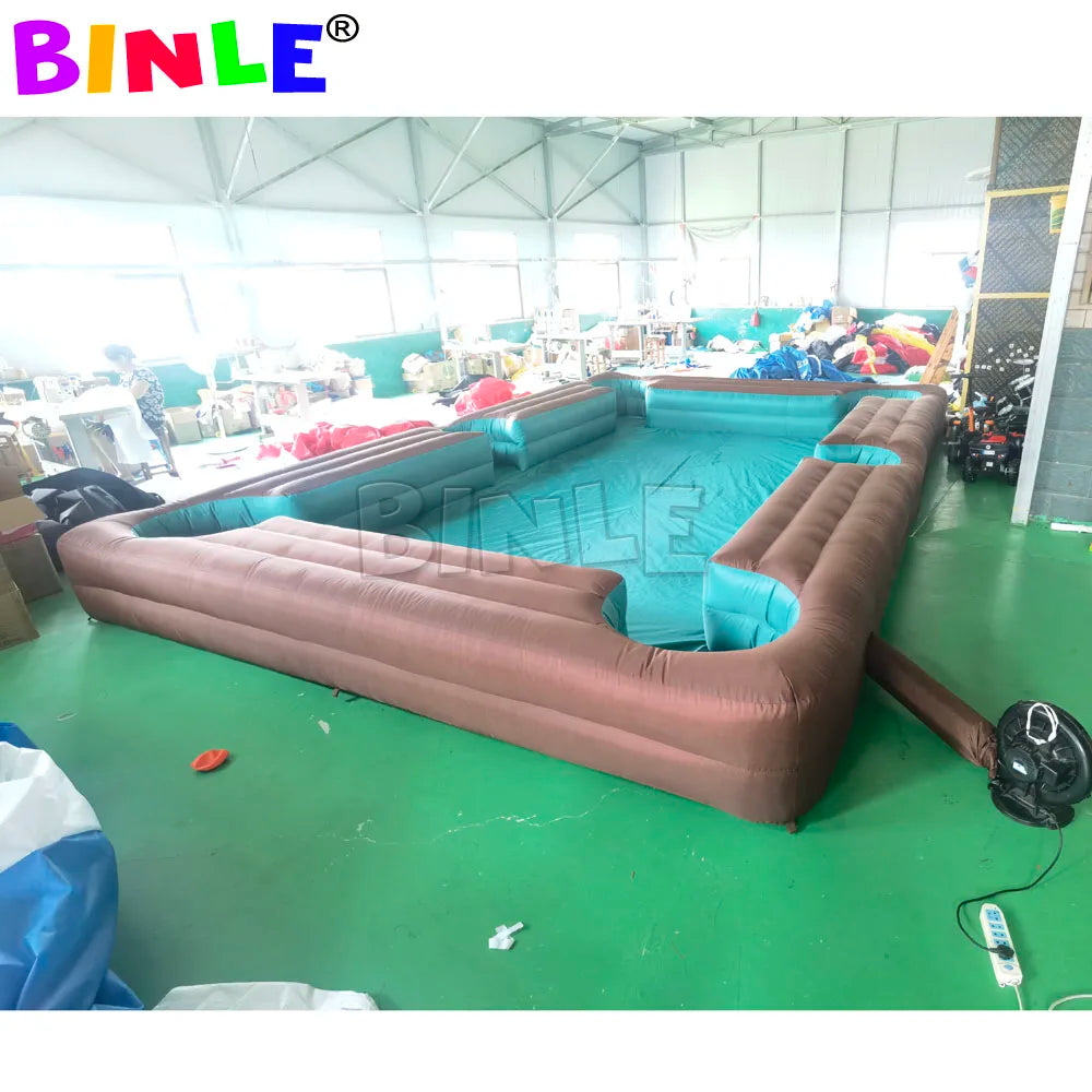 9x6m Outdoor Or Indoor Giant Inflatable Snooker Football Pool Table Human Soccer Billiards Sports Field For Coporate Events Game