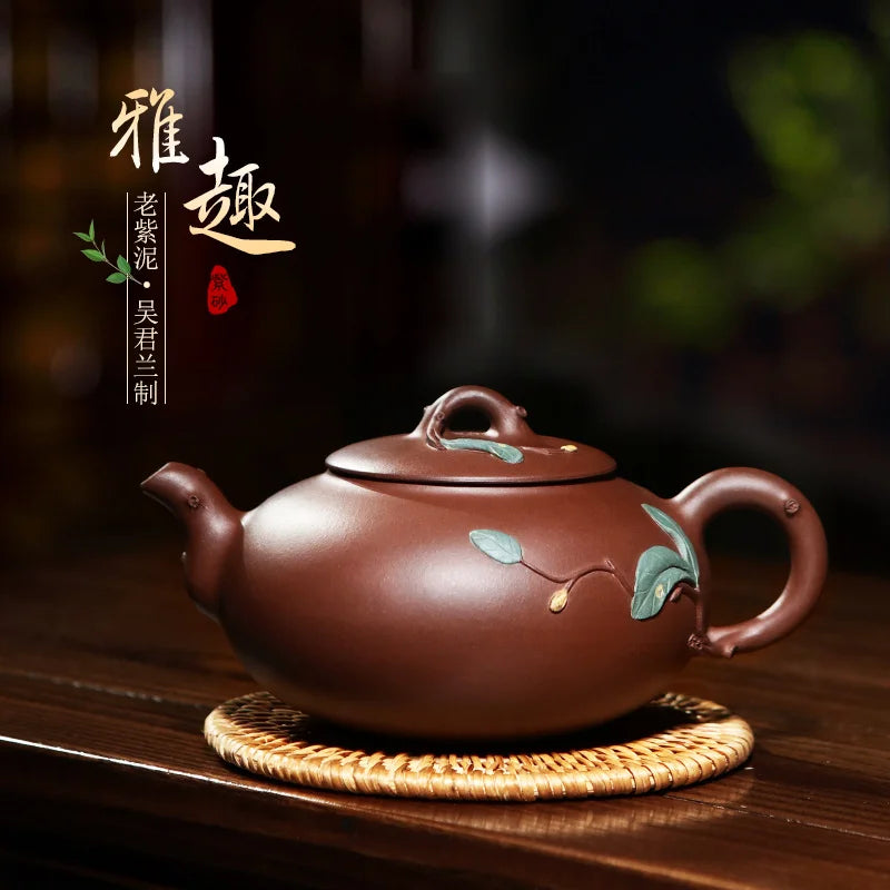 A Famous Yixing Tea Pot In The World: Zisha Pot, Raw Mine, Purple Mud, Pure Handmade, Chinese Collection Set