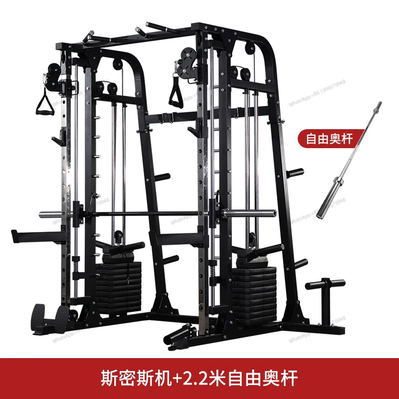 A complete set of commercial equipment for the gym, a high level pull-down stand for back and leg training comprehensive trainer