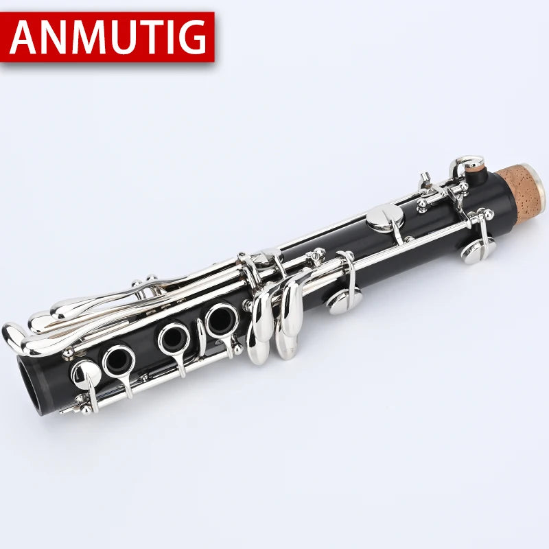 ANMUTIG Professional Clarinet Bb 19 Keys Plate With Silver Ebony Pipe Body Master