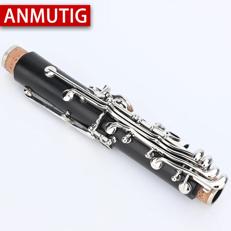 ANMUTIG Professional Clarinet Bb 19 Keys Plate With Silver Ebony Pipe Body Master