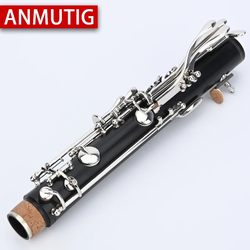 ANMUTIG Professional Clarinet Bb 19 Keys Plate With Silver Ebony Pipe Body Master