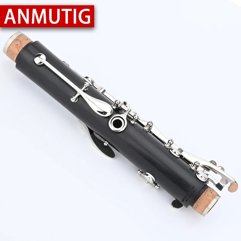 ANMUTIG Professional Clarinet Bb 19 Keys Plate With Silver Ebony Pipe Body Master