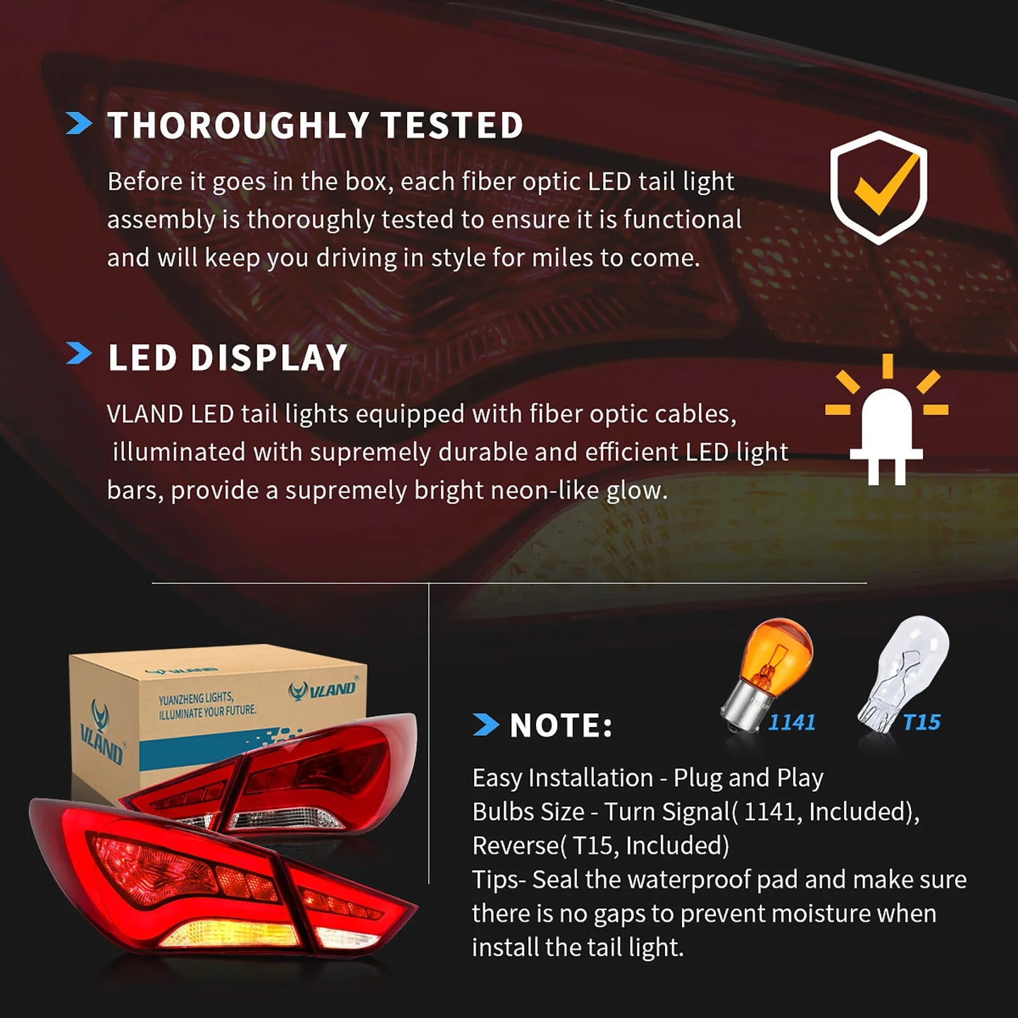 ARCHAIC manufacturer for sonata 6th generation car LED 2010 2011 2012 2013 2014 with LED DRL BRAKE for Hyundai sonata