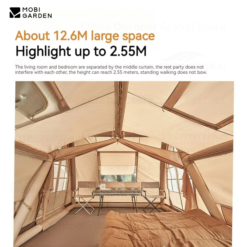 ANTNX MOBI GARDEN 12.6㎡ Outdoor Camping Air Tent Portable Inflatable Cabin Tent Large Space Family Park Windproof Waterproof CLOUD ANTNX.COM