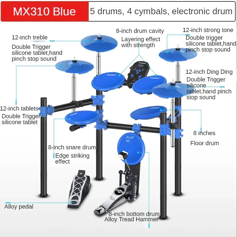 Electronic musical instruments Adult Profession Electronic Drum Kick Pedal Trigger Electronic Drum Jazz Percussion Bateria Eletronica Musical Instrument DF50DZ