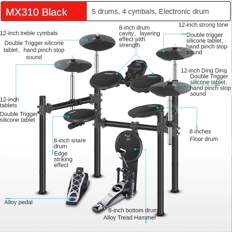 Electronic musical instruments Adult Profession Electronic Drum Kick Pedal Trigger Electronic Drum Jazz Percussion Bateria Eletronica Musical Instrument DF50DZ