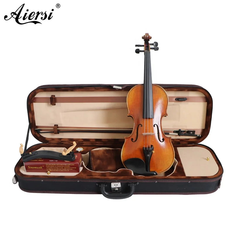 Aiersi Handmade Nice flame maple violin professional outfits high grade antique Yellow Brown violins string instruments