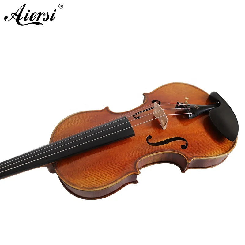 Aiersi Handmade Nice flame maple violin professional outfits high grade antique Yellow Brown violins string instruments