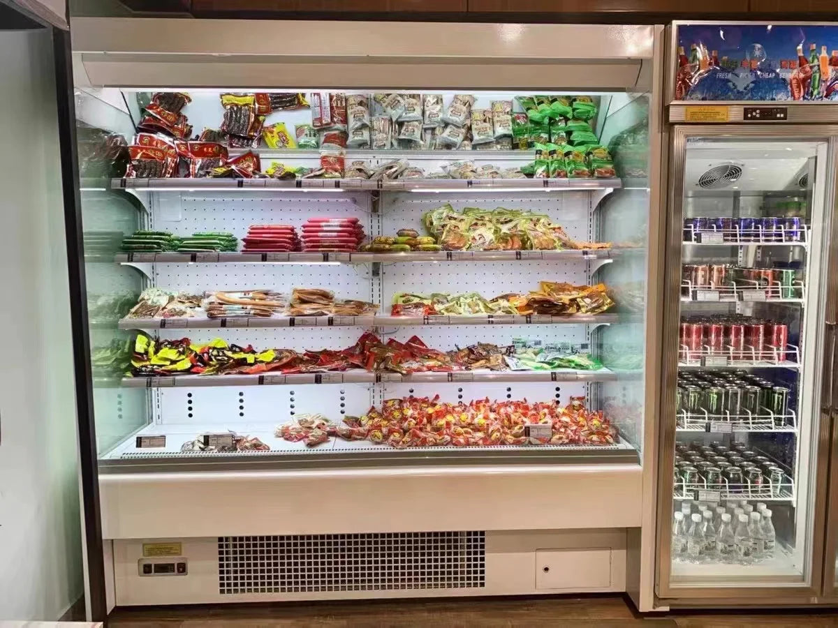 Air curtain cabinet fruit fresh-keeping cabinet commercial low-temperature air-cooled frost-free supermarket milk beverage cabin