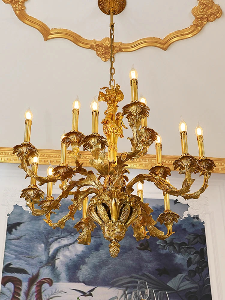 All Copper Chandelier French Elegant Luxury Crystal Villa Living Room Dining Room Bedroom Study Lamps