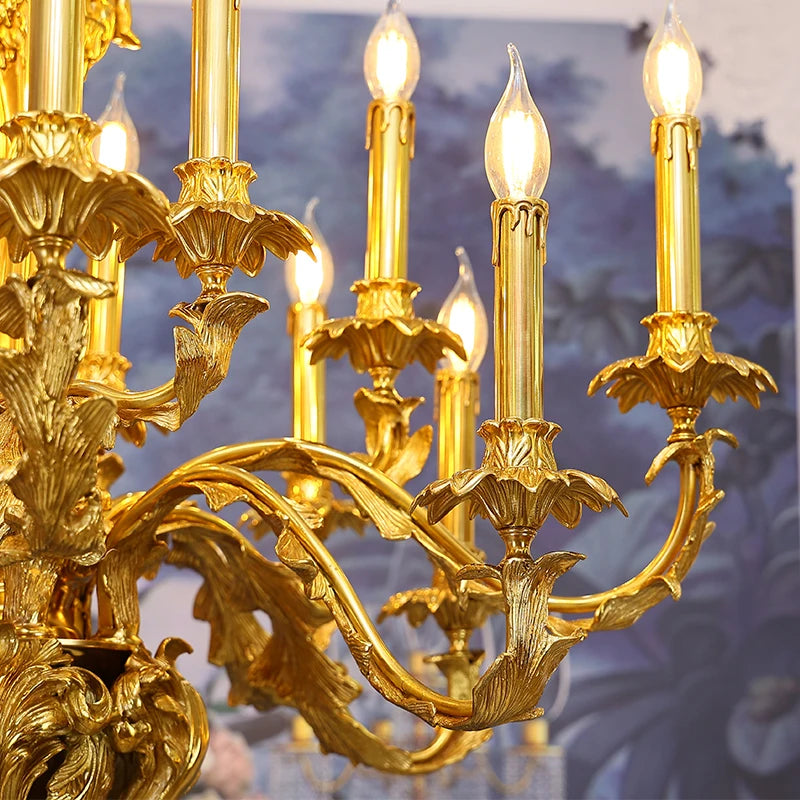 All Copper Chandelier French Elegant Luxury Crystal Villa Living Room Dining Room Bedroom Study Lamps