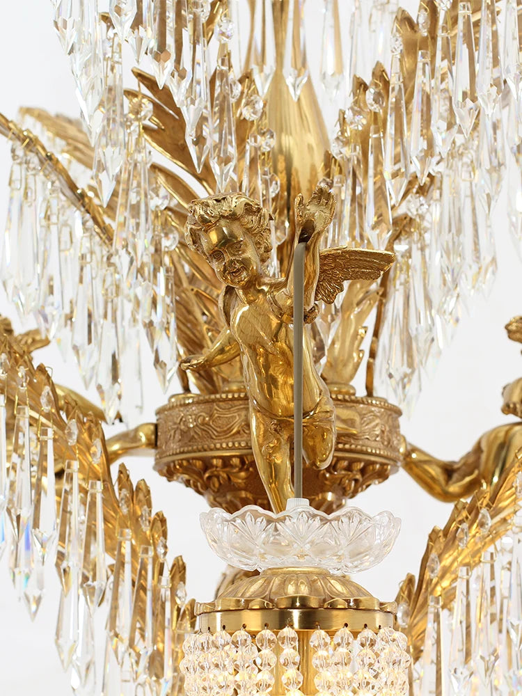 All-Copper Chandelier Villa Living Room Luxury Atmosphere Bedroom Dining Room Retro Dewaxing Lamps