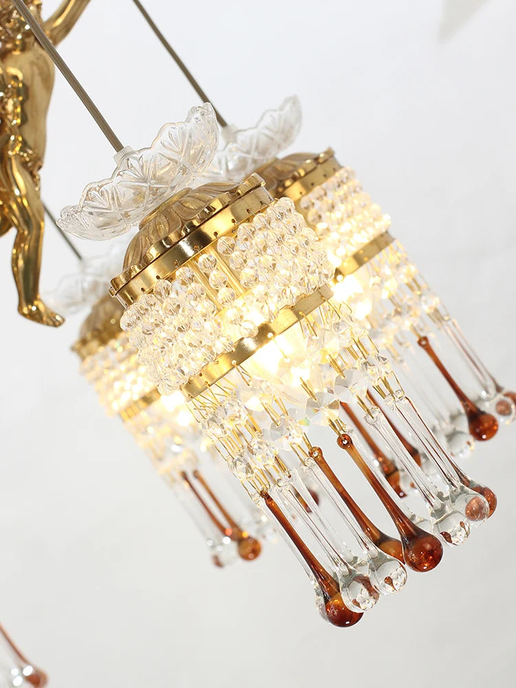 All-Copper Chandelier Villa Living Room Luxury Atmosphere Bedroom Dining Room Retro Dewaxing Lamps