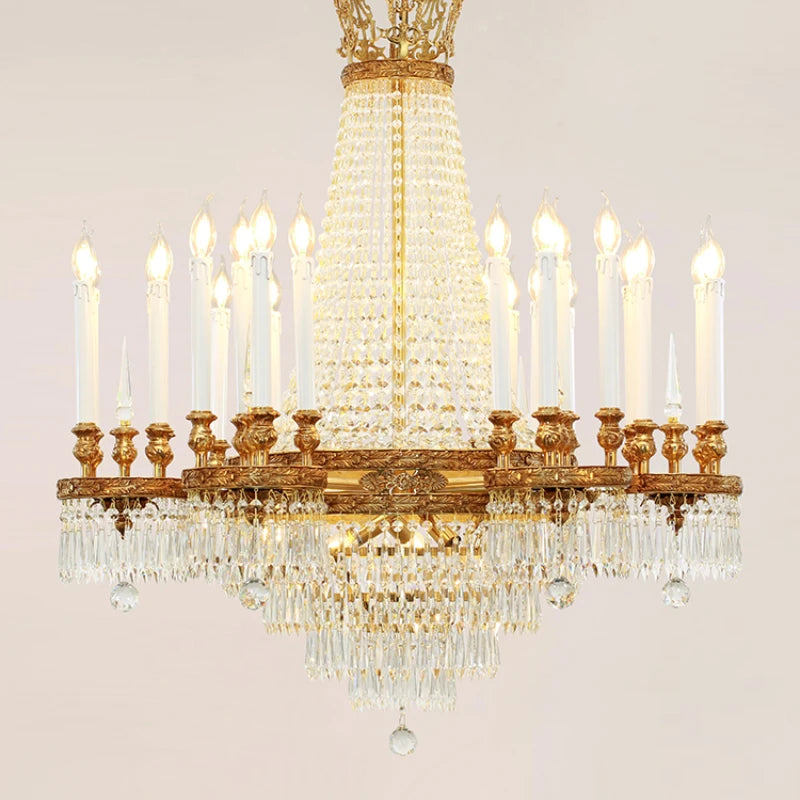 All-Copper Crystal Chandelier High-End Luxury Villa Living Room Dining Room Stairs Hotel Creative Lamps