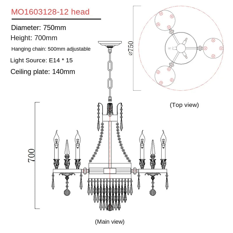 All-Copper Crystal Chandelier High-End Luxury Villa Living Room Dining Room Stairs Hotel Creative Lamps