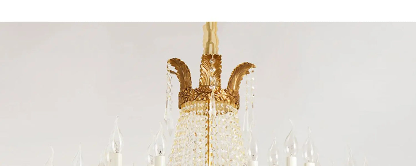 All-Copper Crystal Chandelier High-End Luxury Villa Living Room Dining Room Stairs Hotel Creative Lamps